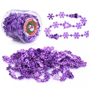 Новогоднее украшение "Бусы" 5м, сиреневые, в банке