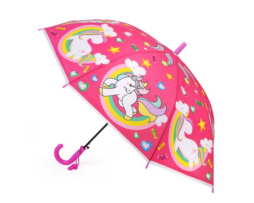 Зонт детский "Радужная единорожка" (цвет розовый) (50см.)