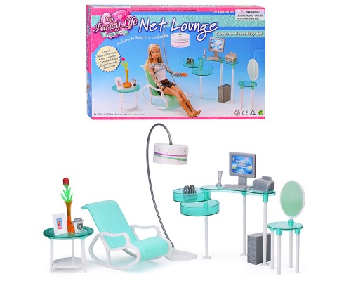 Набор мебели для кукол "Компьютерный кабинет" в коробке