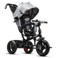 Велосипед трехколесный Rocket 137-GR, колеса надувные 12"/10", цвет серый