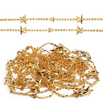 Бусы новогодние "Золотые" со звёздочками (5м)в пакете