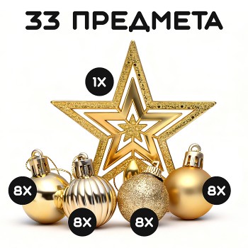 Набор новогодних украшений "Золотое время"в пакете