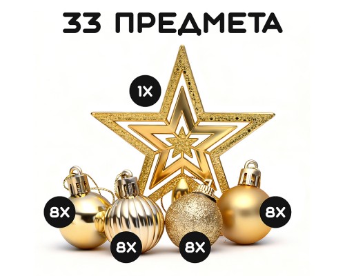Набор новогодних украшений "Золотое время"в пакете