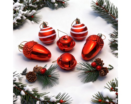 Набор новогодних украшений "Новогодние радости" (8шт х 22,5см)в пакете