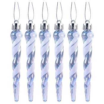 Новогоднее украшение "Сосульки" белые (6шт х 11см)в пакете