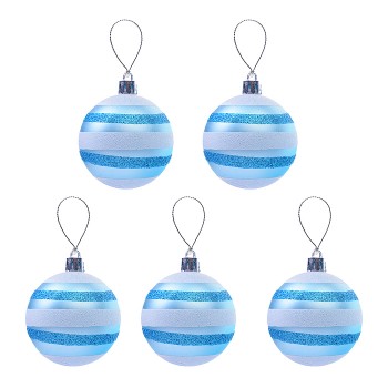 Набор новогодних шаров "Зимние напевы" голубые (6см*5шт)в пакете