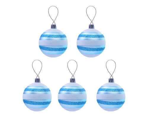 Набор новогодних шаров "Зимние напевы" голубые (6см*5шт)в пакете