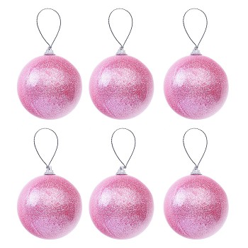 Набор елочных шаров (6см*6шт) розовый в пакете