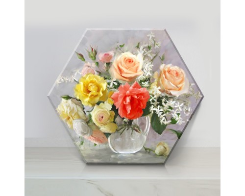 Картина по номерам 37х32 "Бузин. Акварельный букет" Гексагон (28 цветов)