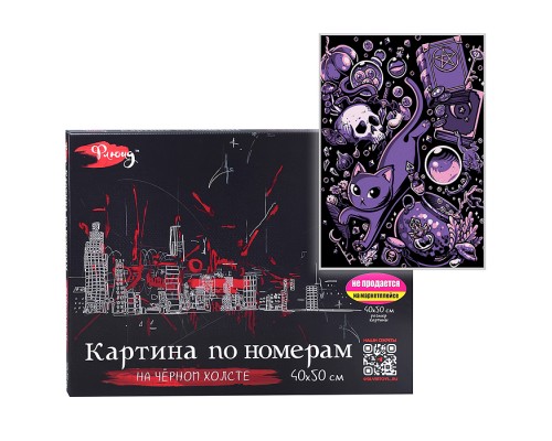 Картина по номерам 40х50 "Ведьмины вещицы" чёрный холст (4 цвета)