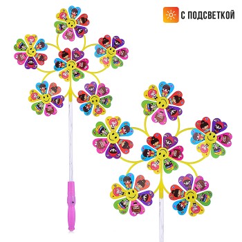 Ветерок "Смайлик" 9*30*57см., светящийся, в пакете