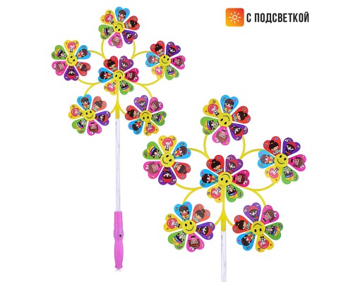 Ветерок "Смайлик" 9*30*57см., светящийся, в пакете