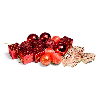 Набор новогодних шаров "Новогодний переполох" красные (6см*16шт)в пакете