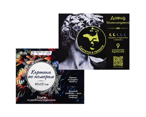 Картина по номерам 40х50 "Давид. Микеланджело" со светящейся краской (9 цветов)