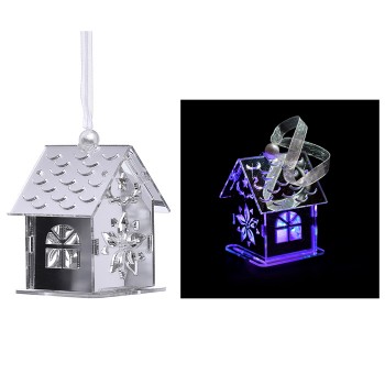 Новогоднее украшение "Домик" (6.5*5см) серебро