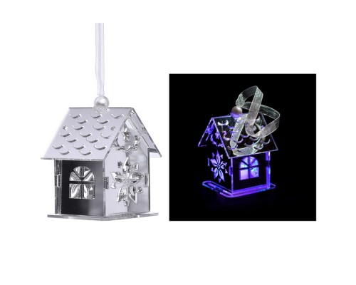 Новогоднее украшение "Домик" (6.5*5см) серебро