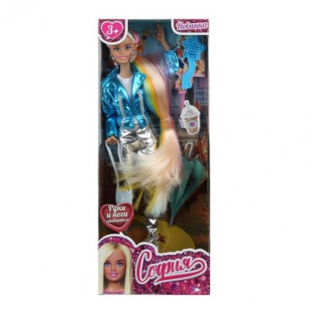 Кукла София 29см. максимально длинные радужные волосы с акс.