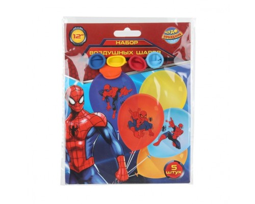 Латексные шары - набор 5 шт. "Спайдермен" цветное