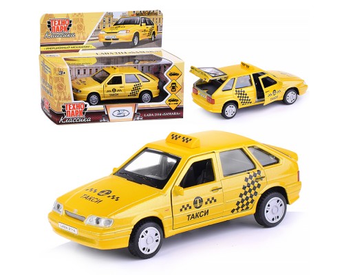 Машина металл Lada -2114 "Samara" Такси, 12 см, (откр. двери, баг,) инерц., в коробке