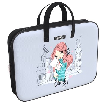 Папка текстильная на молнии, с ручками Romantic Girl, A4+