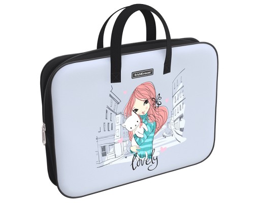 Папка текстильная на молнии, с ручками Romantic Girl, A4+