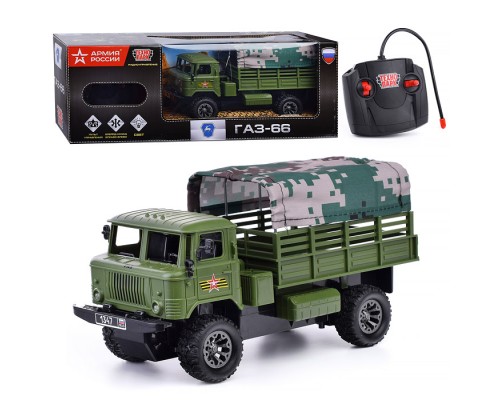 Машина р/у ГАЗ 66 Армия России, 25 см, свет, зеленая