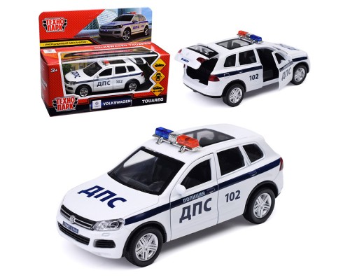 Машина металл Volkswagen Touareg "Полиция 12 см, (откр., двер, баг, белый) инерц., в коробке