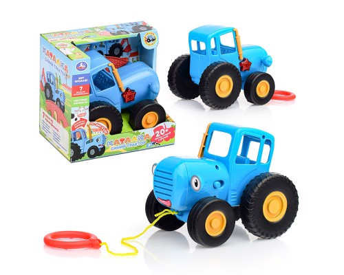 Каталка "Синий трактор" (20 песен, стихов, звуков, пластик, свет, бат.) в коробке