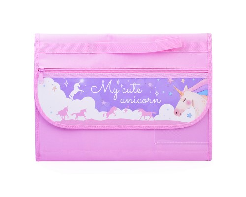 Папка для труда А4 раскладная на липучке с дизайном, ткань, картон "Милый единорог " 325/240