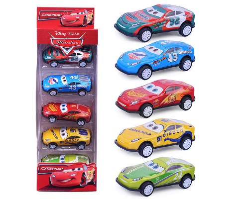 Набор машин металл Тачки 7,5 см, инерция, 5 шт,в ассорт, в коробке