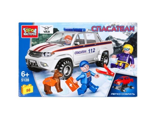 Конструктор "UAZ Pickup" Горные спасатели, 56 дет. (легко собрать)