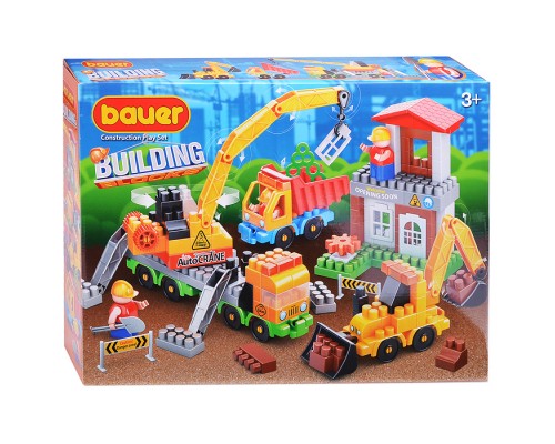 Конструктор 661 "Стройка" набор строительная площадка с автокраном, грузовиком и трактором