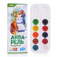 Акварель 10 цветов медовая, б/к