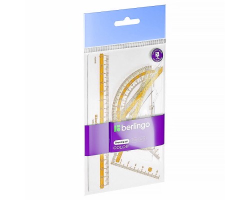 Набор чертежный малый "Color" (треуг. 2шт, линейка 15см, транспортир), прозрачный