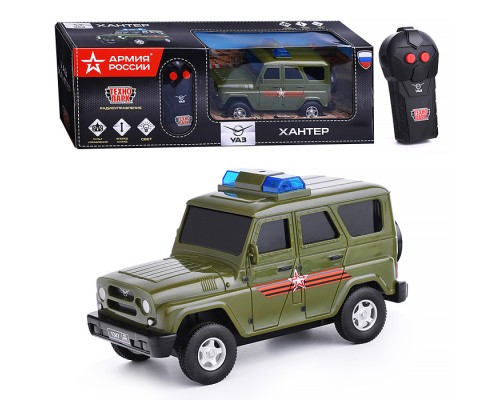 Машина р/у УАЗ Хантер Армия России 15 см, (свет, зеленый)