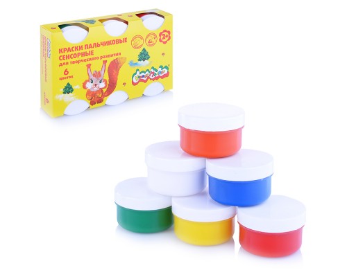Краски пальчиковые сенсорные 60 мл 6 цв. 2+