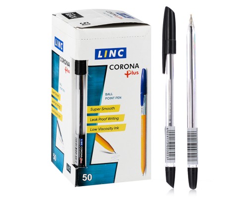 Ручка шариковая Corona plus 0,7 мм черный прозрачный корпус