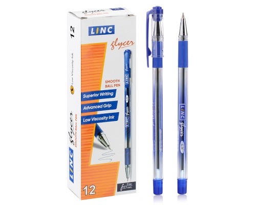Ручка шариковая Linc glycer 0,7 мм синий резин.грип