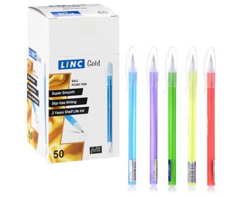 Ручка шариковая Gold 0,7 мм синий цв. корпуса ассорти