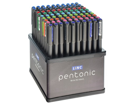 Ручка шариковая "Pentonic Silver" ассорти 1 мм. серый металлик кругл. корп. игольчатый наконечник