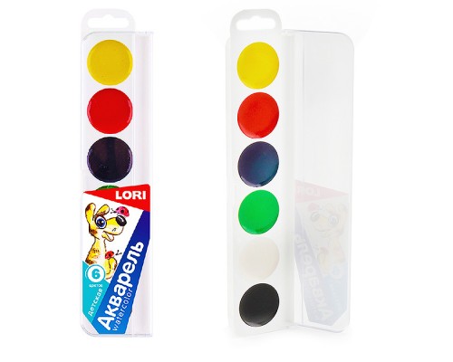 Акварель 6 цветов Детская , с е/п, б/к