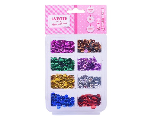 Пайетки декоративные "Metallic" 24 г, размер 6x6 мм, ассорти цветов