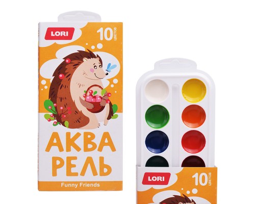 Акварель 10 цветов, Funny Friends, б/к