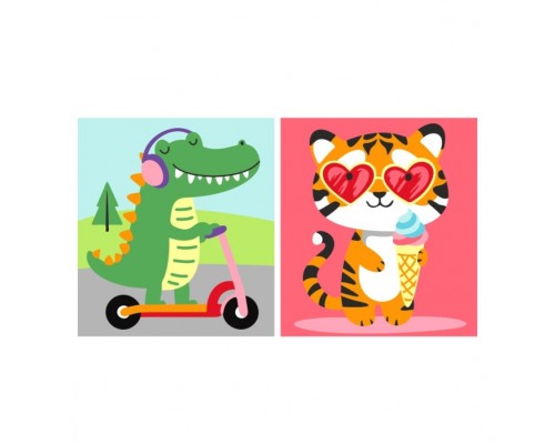 Картина по номерам детская "Летнее приключение" (картон15х13,5) 2 шт