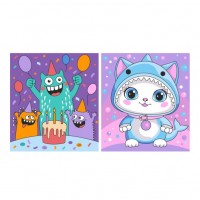 Картина по номерам детская "Монстрики" (картон 15х13,5) 2 шт