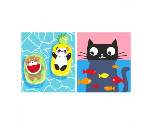 Картина по номерам детская "Водные процедуры" (картон 15х13,5) 2 шт