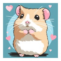 Картина по номерам для малышей на картоне 20х20 "Милый хомячок"