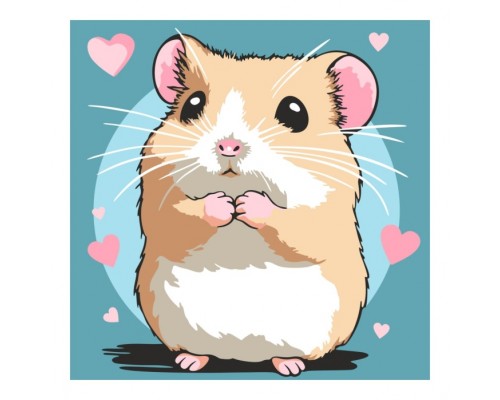 Картина по номерам для малышей на картоне 20х20 "Милый хомячок"