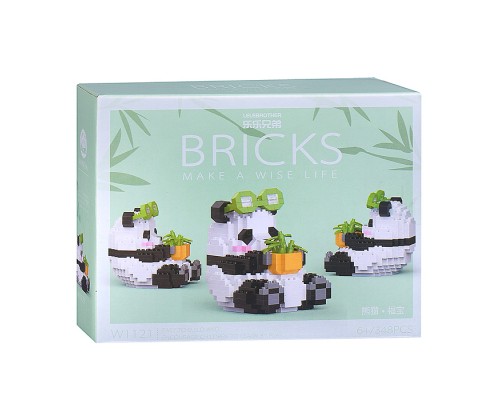 Конструктор "Панда" с бамбуком (348 дет.) в коробке