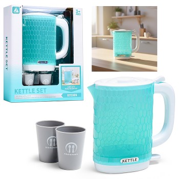 Бытовая техника "Электрический чайник с кружками"в коробке( цвет голубой)